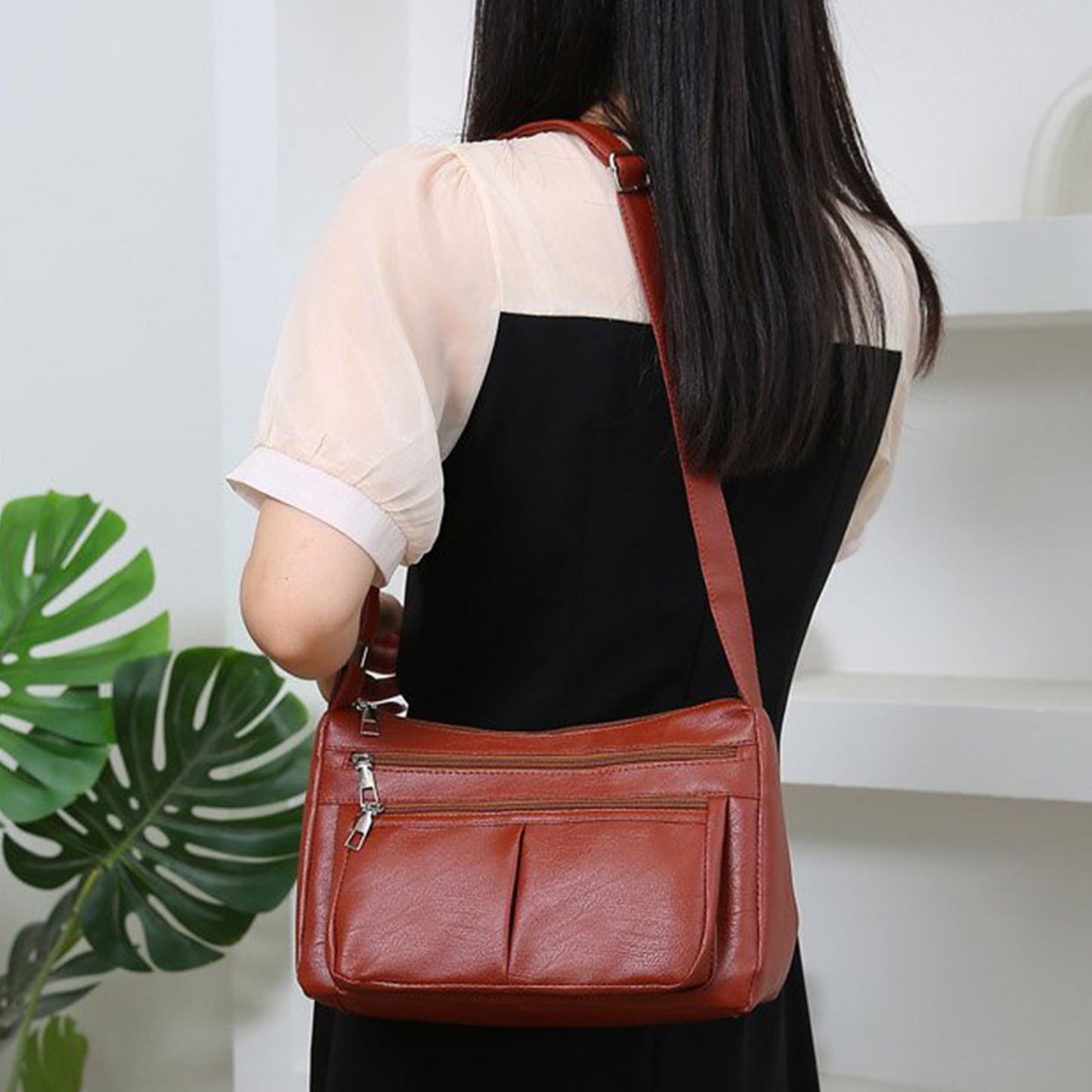 Purses for Women Soft PU Leather Shoulder Bag Ladies Crossbody Purse and handbags Lightweight Pocketbook Brown
