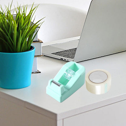 Desktop Tape Dispenser Adhesive Roll Holder Desk Accessories Home Office Tape Dispensers, Weighted Non-Skid Base Green