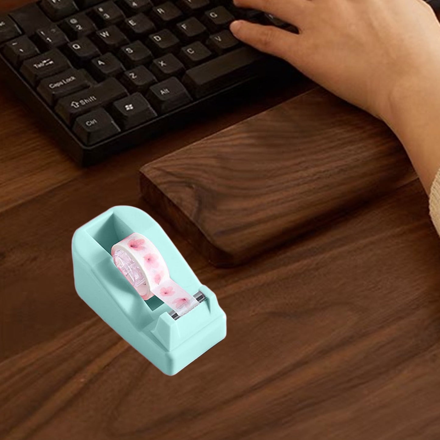 Desktop Tape Dispenser Adhesive Roll Holder Desk Accessories Home Office Tape Dispensers, Weighted Non-Skid Base Green