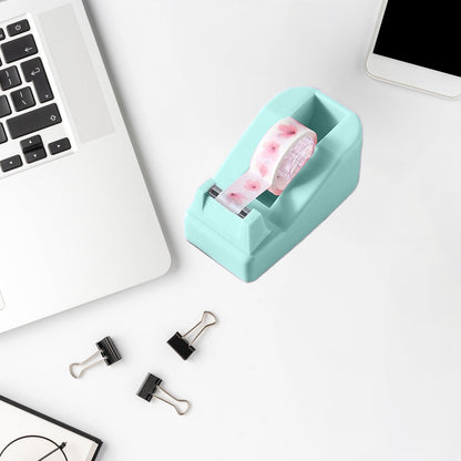 Desktop Tape Dispenser Adhesive Roll Holder Desk Accessories Home Office Tape Dispensers, Weighted Non-Skid Base Green
