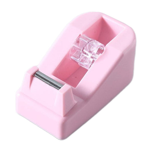 Desktop Tape Dispenser Adhesive Roll Holder Desk Accessories Home Office Tape Dispensers, Weighted Non-Skid Base Pink