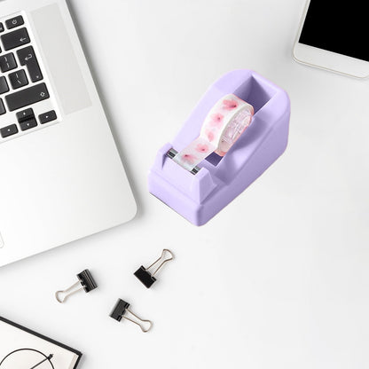 Desktop Tape Dispenser Adhesive Roll Holder Desk Accessories Home Office Tape Dispensers, Weighted Non-Skid Base Purple