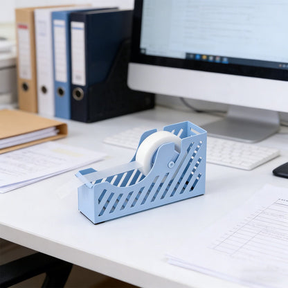 Desktop Tape Dispenser Adhesive Roll Holder Desk Accessories Home Office Tape Dispensers, Weighted Non-Skid Base X-Blue