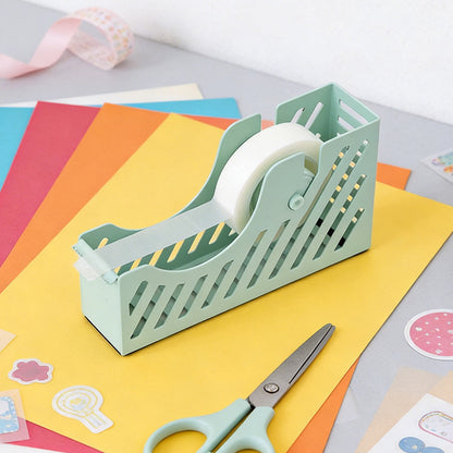 Desktop Tape Dispenser Adhesive Roll Holder Desk Accessories Home Office Tape Dispensers, Weighted Non-Skid Base X-Green