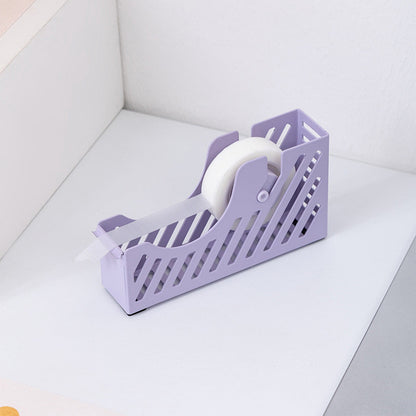 Desktop Tape Dispenser Adhesive Roll Holder Desk Accessories Home Office Tape Dispensers, Weighted Non-Skid Base X-Purple