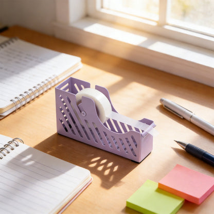 Desktop Tape Dispenser Adhesive Roll Holder Desk Accessories Home Office Tape Dispensers, Weighted Non-Skid Base X-Purple