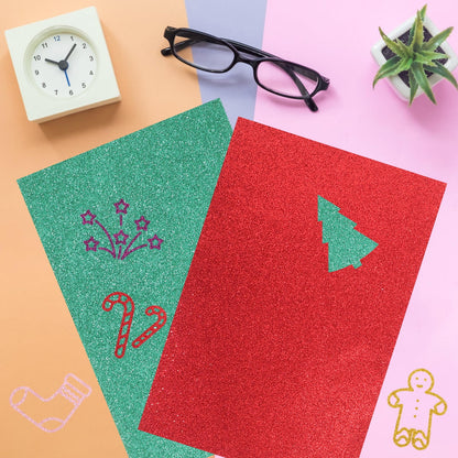 HOOWIFFY A4 Adhesive Glitter Foam Sheet for Handmade Crafts and Party Decor
