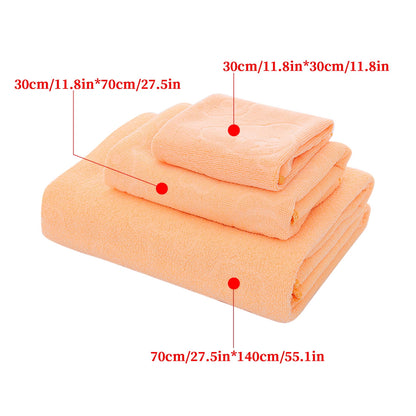 Bath Towels 3 Pack Cotton Bathroom Set,Contains a Bath Towels 28*56",a Hand Towels 12*12",a Face Towels 12*28",Soft Compact & Lightweight,for Gym Camp Beach and Daily Use Orange