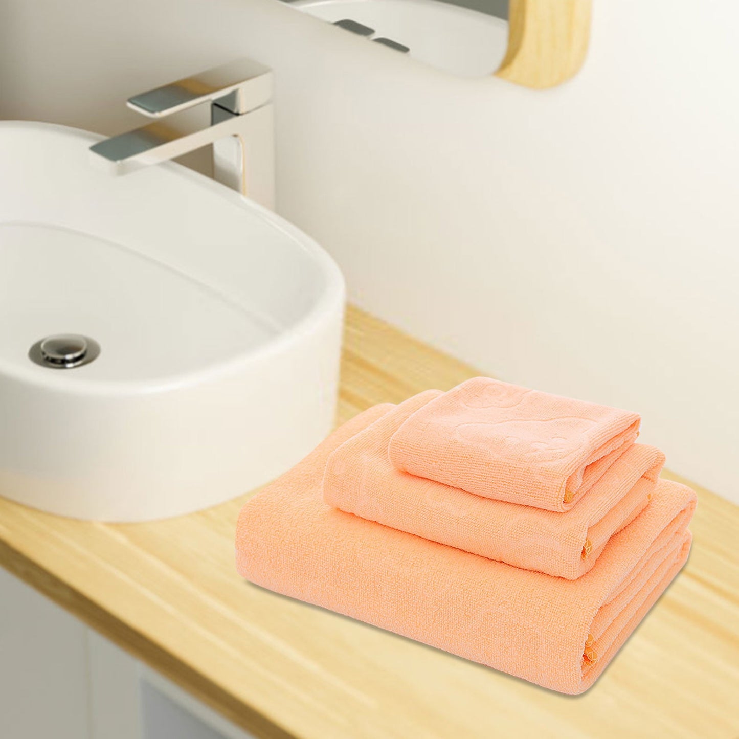 Bath Towels 3 Pack Cotton Bathroom Set,Contains a Bath Towels 28*56",a Hand Towels 12*12",a Face Towels 12*28",Soft Compact & Lightweight,for Gym Camp Beach and Daily Use Orange