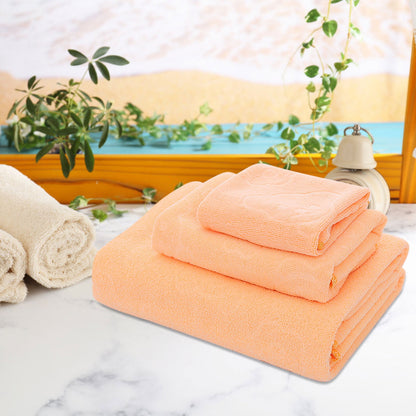 Bath Towels 3 Pack Cotton Bathroom Set,Contains a Bath Towels 28*56",a Hand Towels 12*12",a Face Towels 12*28",Soft Compact & Lightweight,for Gym Camp Beach and Daily Use Orange