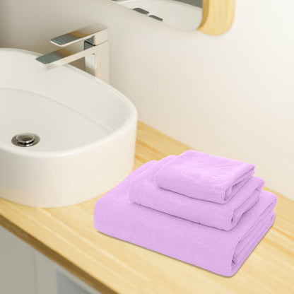 Bath Towels 3 Pack Cotton Bathroom Set,Contains a Bath Towels 28*56",a Hand Towels 12*12",a Face Towels 12*28",Soft Compact & Lightweight,for Gym Camp Beach and Daily Use Purple