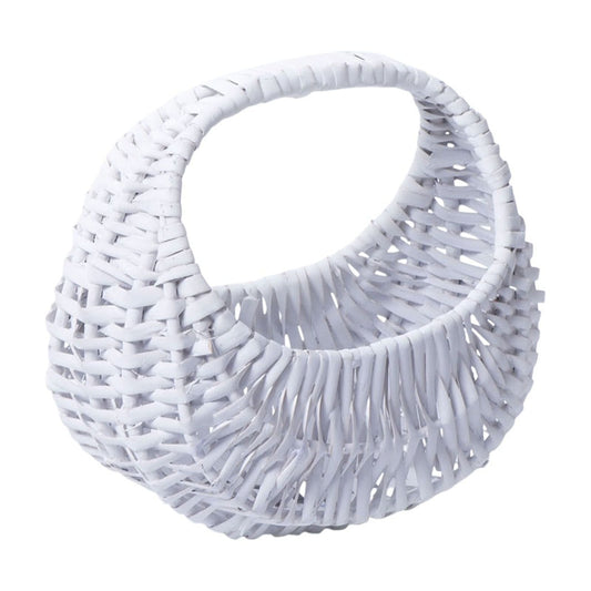 Wicker Basket with Handle, Wicker Shopping Basket, Picnic Baskets, Wicker Storage Basket, Rattan Basket for Wedding White
