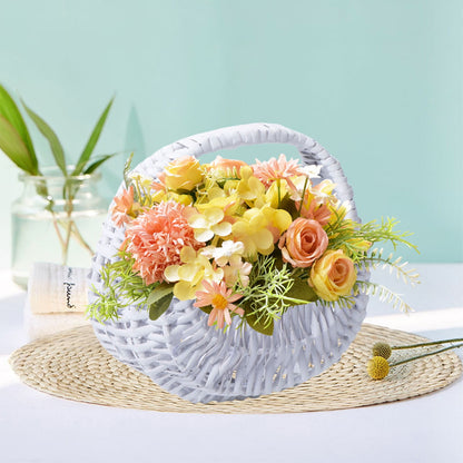 Wicker Basket with Handle, Wicker Shopping Basket, Picnic Baskets, Wicker Storage Basket, Rattan Basket for Wedding White