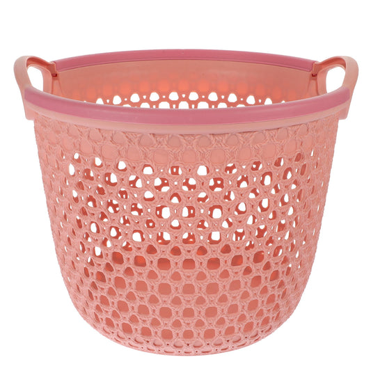 HOOWIFFY 1Pcs Portable Laundry Basket Pink Hollow Laundry Management with Handle PP