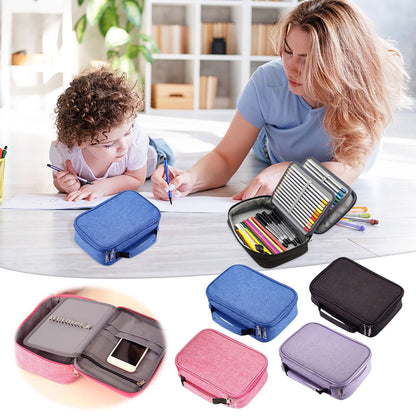 Pencil Case, 72-Slot Art Supply Organizer - Hanging Pencil Case with Ventilated Design, Storage for 72 Pens/Markers/Brushes (Portable) 9.1×5.9×2.8 in Purple