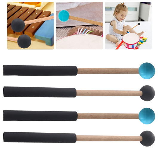 HOOWIFFY Drum Mallets Wooden Rubber 2 Pairs 8.7x1in