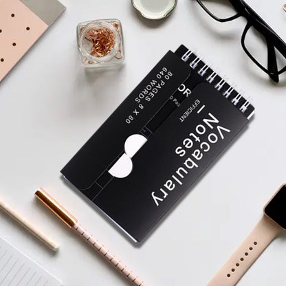 Kdkad Mini Spiral Memo Pads - Pocket-Sized Coil Notebook Set with Ring Binding for Vocabulary, Study Notes & Lists (3x5 inch Travel Notepads)\u200b\u200b 2.9×5.3 in Black