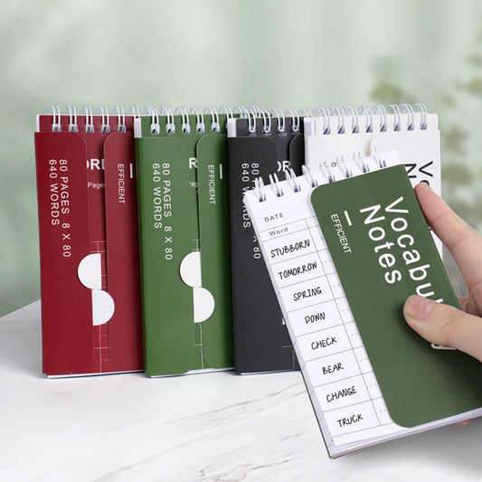 Kdkad Mini Spiral Memo Pads - Pocket-Sized Coil Notebook Set with Ring Binding for Vocabulary, Study Notes & Lists (3x5 inch Travel Notepads)\u200b\u200b 2.9×5.3 in Red