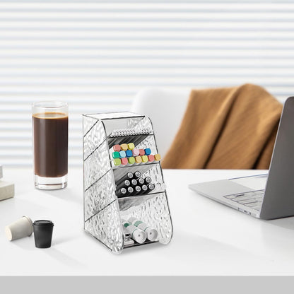 Kdkad Slanted Desktop Organizer - Clear Acrylic Pen Holder w/ Angled Slots, Cosmetic Brush Storage & Office Supply Tray for Desk (Multi-Use Stationery Box)\u200b\u200b L White