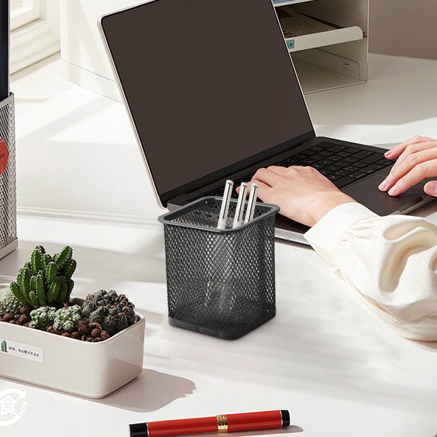 Pen Holder Mesh Pencil Holder Metal Pencil Holders Pen Organizer for Desk Office Pencil Holders, Back to Sch-ool Supplies D