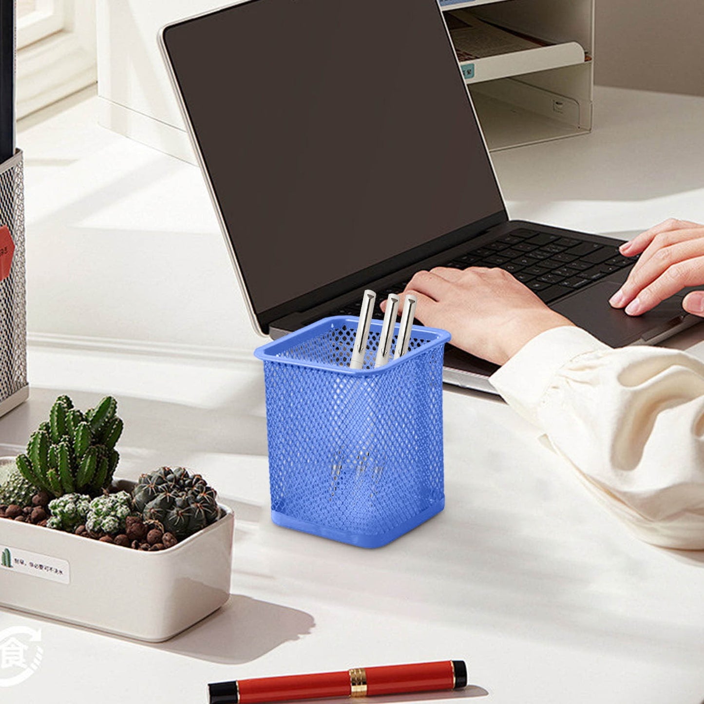 Pen Holder Mesh Pencil Holder Metal Pencil Holders Pen Organizer for Desk Office Pencil Holders, Back to Sch-ool Supplies E