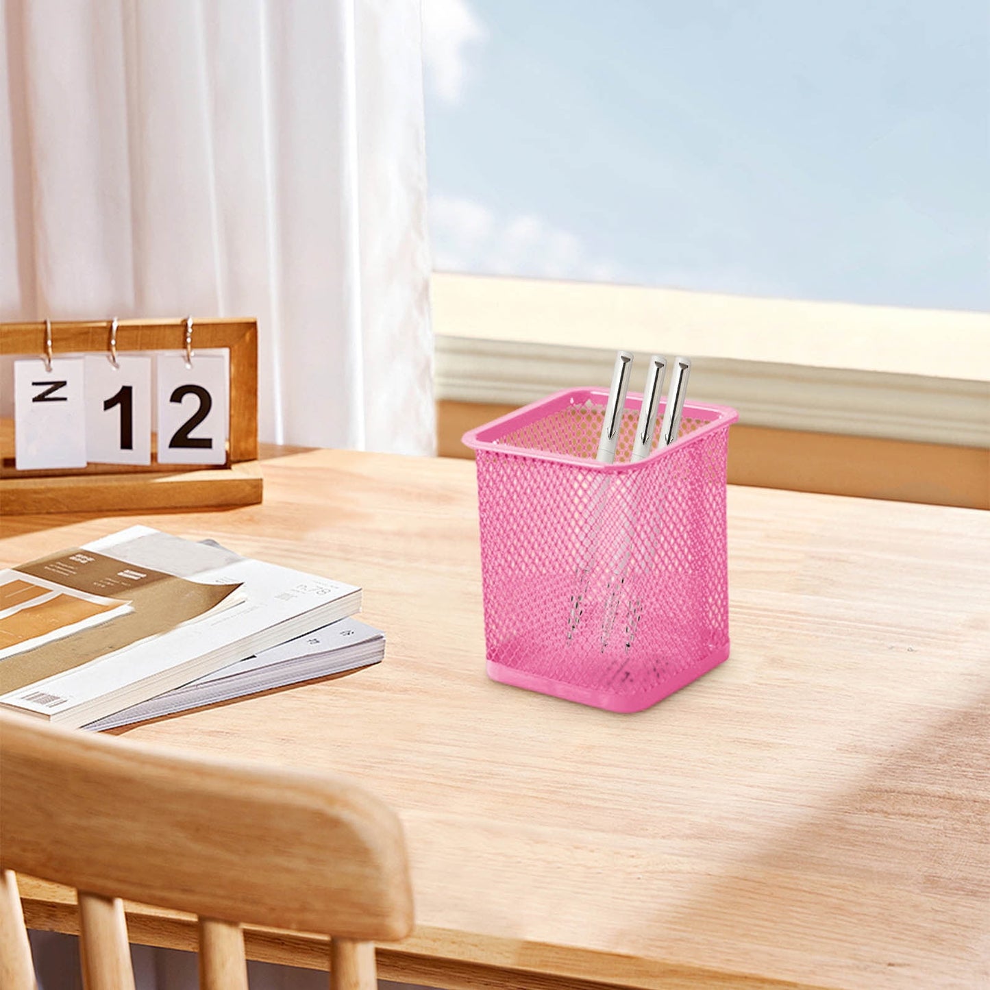 Pen Holder Mesh Pencil Holder Metal Pencil Holders Pen Organizer for Desk Office Pencil Holders, Back to Sch-ool Supplies J