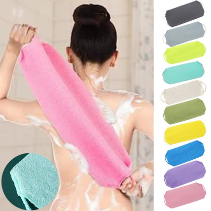 Back Scrub for Shower Exfoliating Washcloth Back Cloth Body Extended Length Scrub Towel Nylon Exfoliating Stretchable Pull Strap Wash Cloth for Bath Body Scrub Washcloth 17.7×7.9 in Army Green