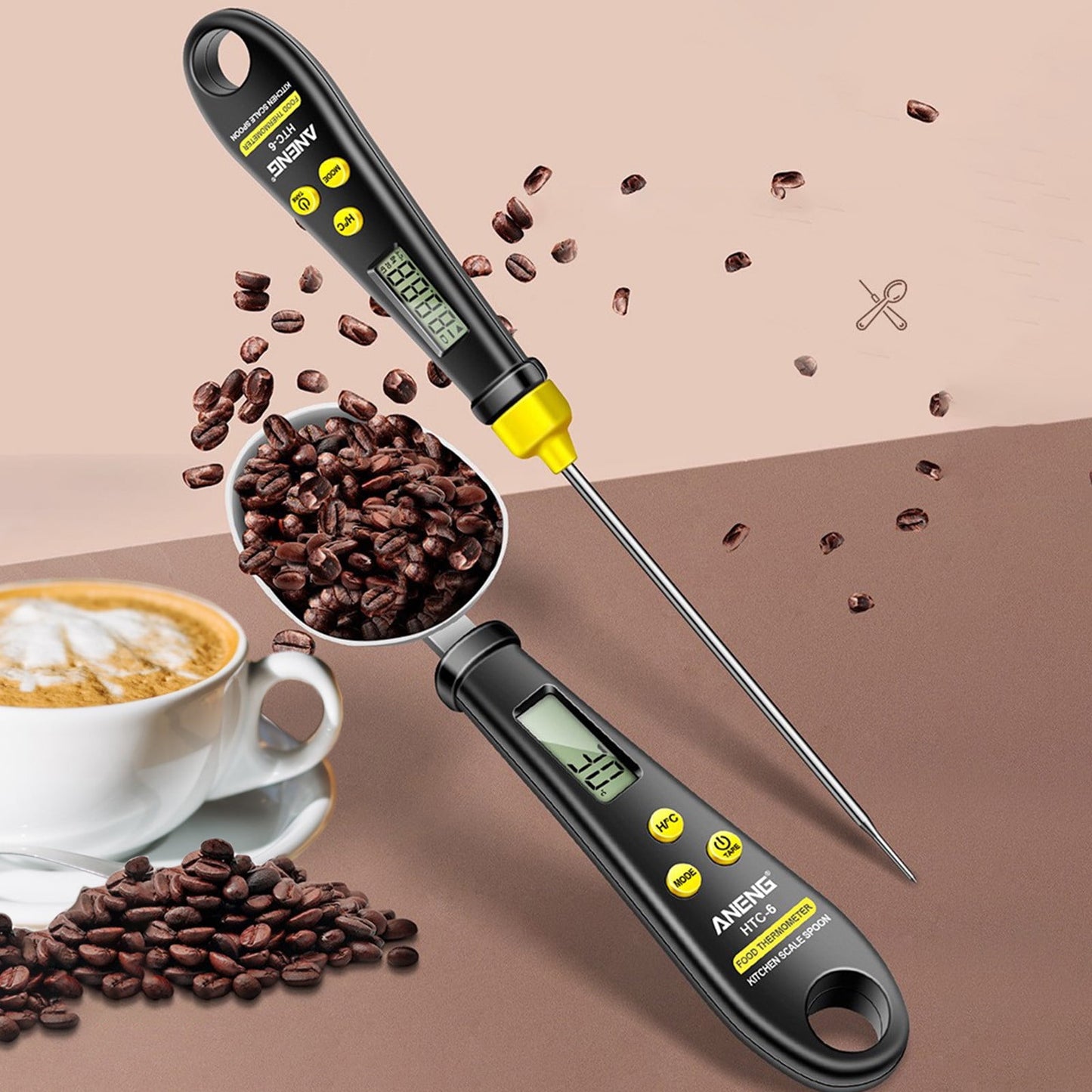 Kitchen Scale Spoon Gram Measuring Spoon, 500g/0.1g Cute Digital Weight Scale Spoon Milligram Measuring Scoop Grams Electronic Measuring Cup for Portioning Tea, Flour, Spices As Show A