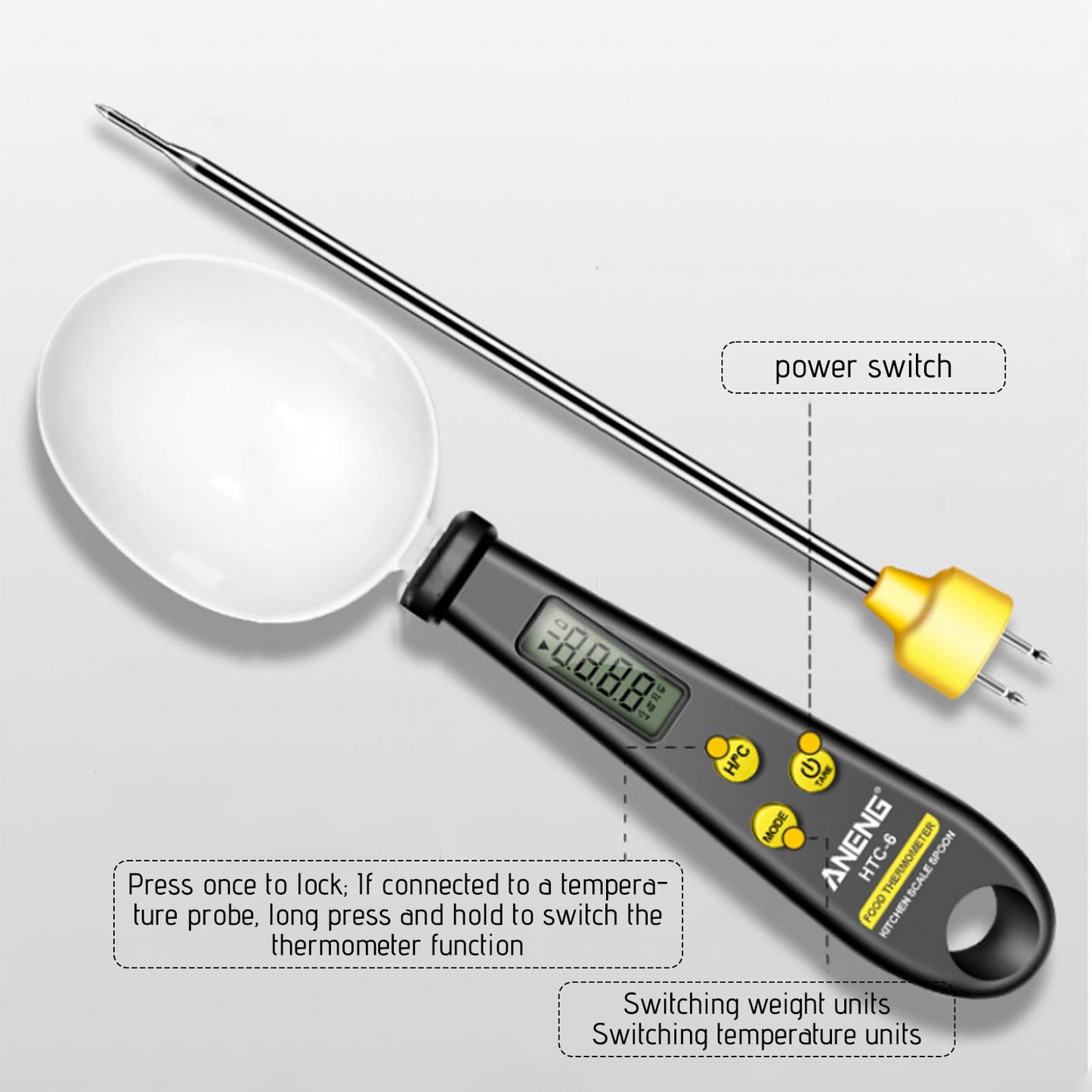 Kitchen Scale Spoon Gram Measuring Spoon, 500g/0.1g Cute Digital Weight Scale Spoon Milligram Measuring Scoop Grams Electronic Measuring Cup for Portioning Tea, Flour, Spices As Show A