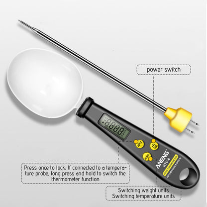 Kitchen Scale Spoon Gram Measuring Spoon, 500g/0.1g Cute Digital Weight Scale Spoon Milligram Measuring Scoop Grams Electronic Measuring Cup for Portioning Tea, Flour, Spices As Show A