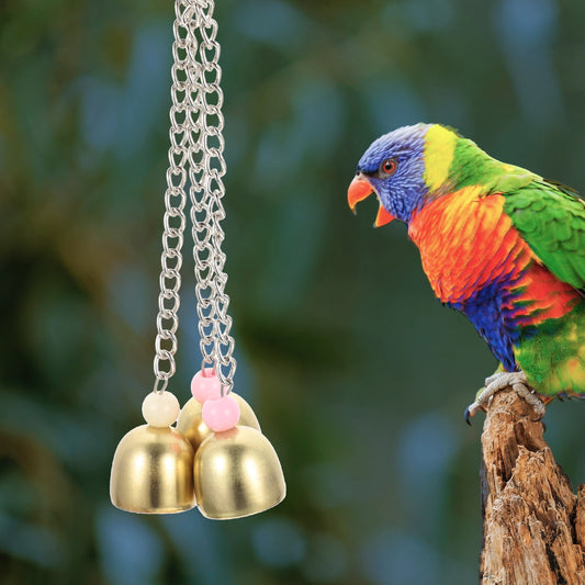 Rattle The Bell Parrot Toy for Large Birds - Stainless Steel Cage Decor for Parakeets, Cockatiels, and Small Tail Birds
