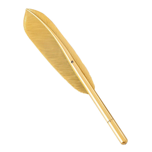 Feather Ballpoint Pens Black Ink Natural Feather Quill Ballpoint Pen for Office, Retro Quill Writing Wedding Sign Pen Gold