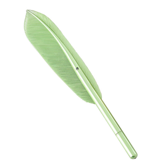 Feather Ballpoint Pens Black Ink Natural Feather Quill Ballpoint Pen for Office, Retro Quill Writing Wedding Sign Pen Green