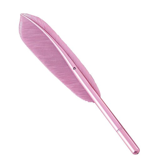 Feather Ballpoint Pens Black Ink Natural Feather Quill Ballpoint Pen for Office, Retro Quill Writing Wedding Sign Pen Pink