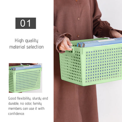 Laundry Basket, 2 pcs Plastic Hamper with Handles, Open Storage Bin to Organize Closets, Cabinets, Pantry, Shelving and Countertop Space, Suitable for Families and Dorms 1PC-Green