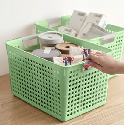 Laundry Basket, 2 pcs Plastic Hamper with Handles, Open Storage Bin to Organize Closets, Cabinets, Pantry, Shelving and Countertop Space, Suitable for Families and Dorms 1PC-Green