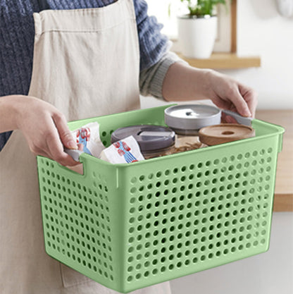 Laundry Basket, 2 pcs Plastic Hamper with Handles, Open Storage Bin to Organize Closets, Cabinets, Pantry, Shelving and Countertop Space, Suitable for Families and Dorms 1PC-Green