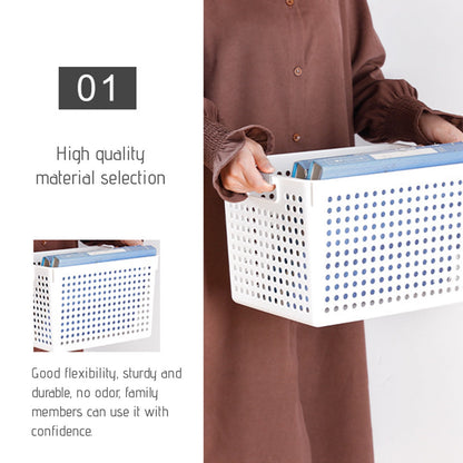 Laundry Basket, 2 pcs Plastic Hamper with Handles, Open Storage Bin to Organize Closets, Cabinets, Pantry, Shelving and Countertop Space, Suitable for Families and Dorms 1PC-White