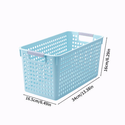 Laundry Basket, 2 pcs Plastic Hamper with Handles, Open Storage Bin to Organize Closets, Cabinets, Pantry, Shelving and Countertop Space, Suitable for Families and Dorms 3PC-Blue