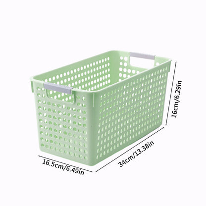 Laundry Basket, 2 pcs Plastic Hamper with Handles, Open Storage Bin to Organize Closets, Cabinets, Pantry, Shelving and Countertop Space, Suitable for Families and Dorms 3PC-Green