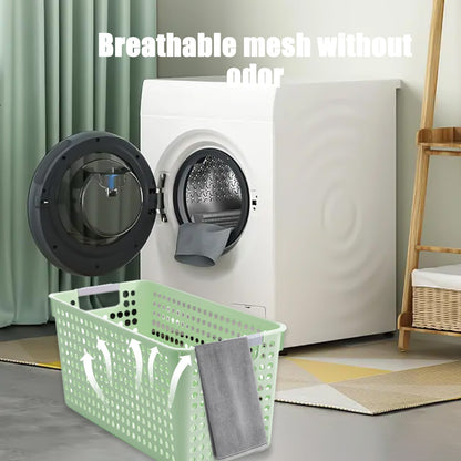 Laundry Basket, 2 pcs Plastic Hamper with Handles, Open Storage Bin to Organize Closets, Cabinets, Pantry, Shelving and Countertop Space, Suitable for Families and Dorms 3PC-Green