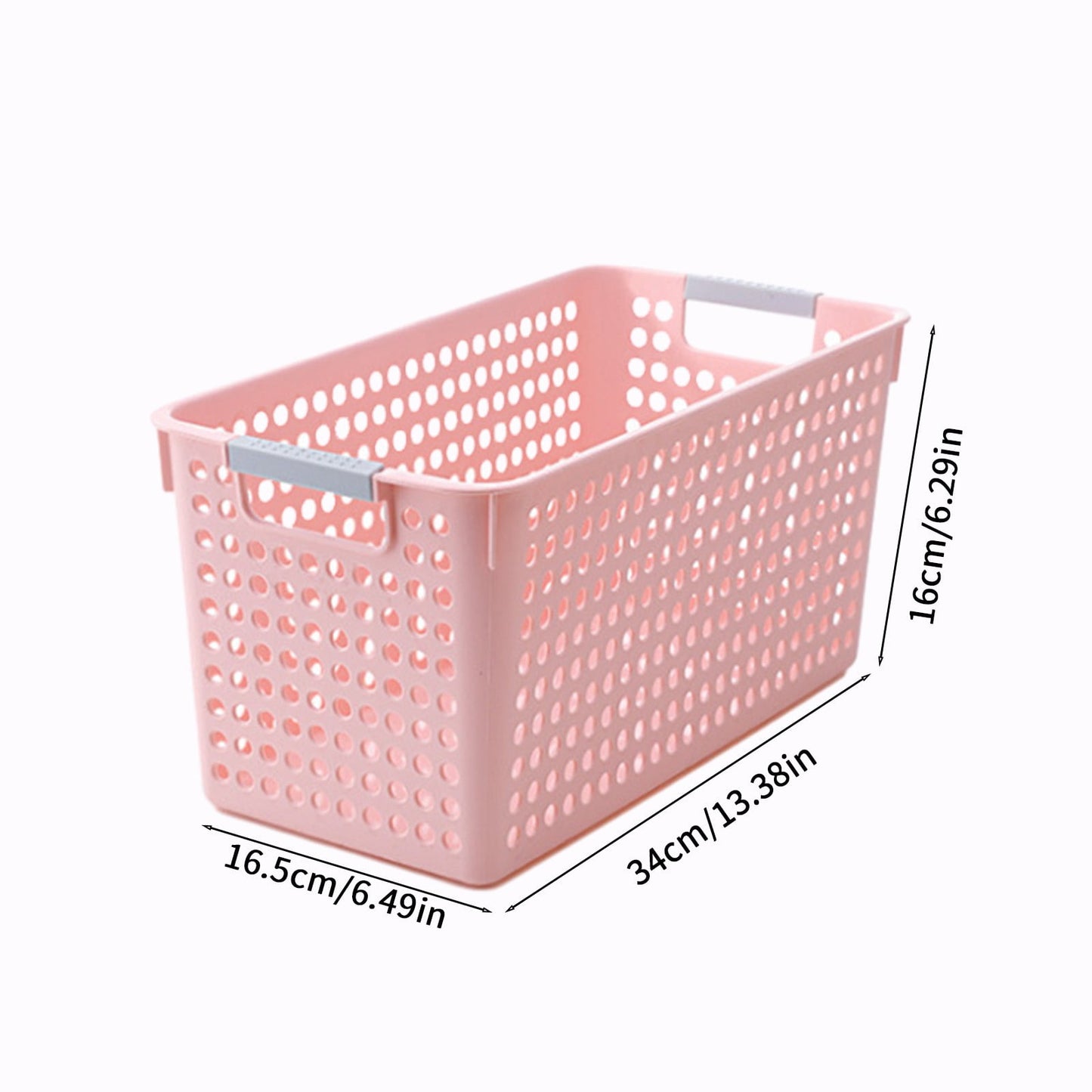 Laundry Basket, 2 pcs Plastic Hamper with Handles, Open Storage Bin to Organize Closets, Cabinets, Pantry, Shelving and Countertop Space, Suitable for Families and Dorms 3PC-Pink
