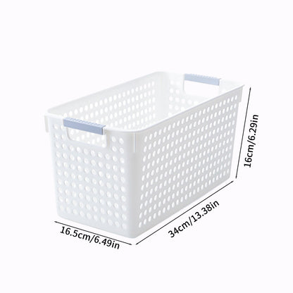 Laundry Basket, 2 pcs Plastic Hamper with Handles, Open Storage Bin to Organize Closets, Cabinets, Pantry, Shelving and Countertop Space, Suitable for Families and Dorms 3PC-White