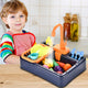19PC Kitchen Play Sink Toy with Play Food & Color Changing Toy Dishes - Play Sink with Running Water - Pretend Play Kitchen Toys