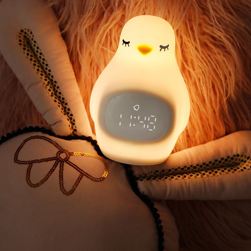 Cute Kids Alarm Clock, Soft BPA-Free Silicone Portable Nursery Lamp, Children Nightlight for Girls Boys Toddler Birthday
