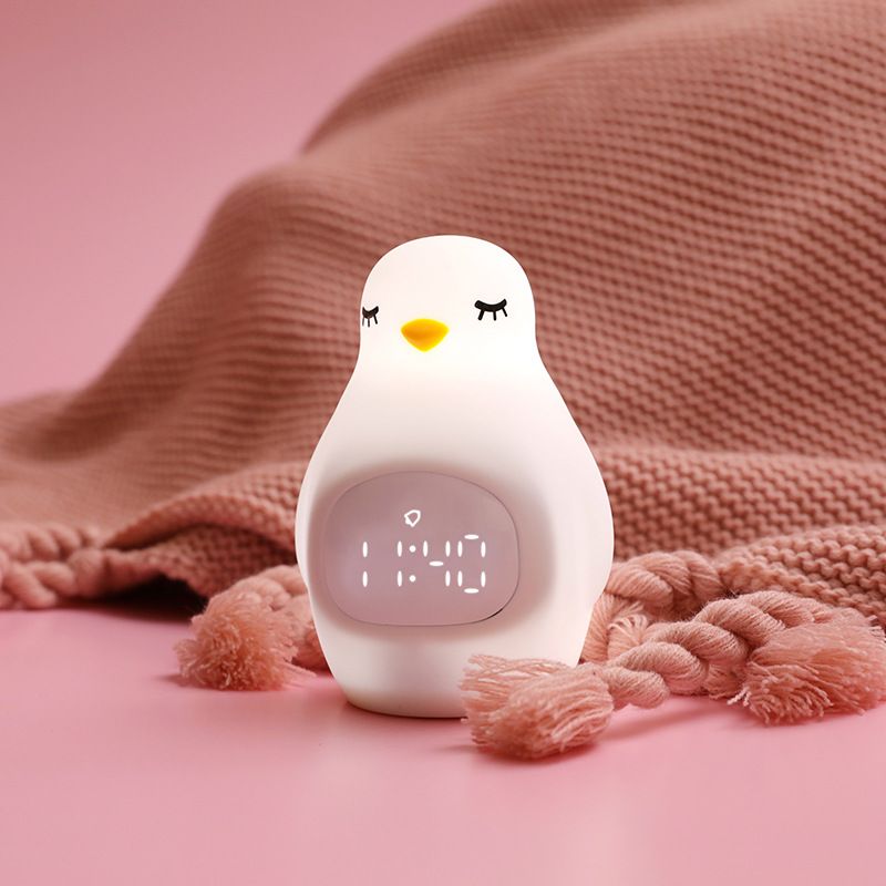 Cute Kids Alarm Clock, Soft BPA-Free Silicone Portable Nursery Lamp, Children Nightlight for Girls Boys Toddler Birthday