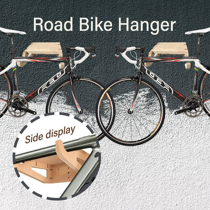 Bike Wall Mount - Indoor Bicycle Rack | Bamboo Bike Rack Storage with Removeable Shelf Bicycle sorting display rack