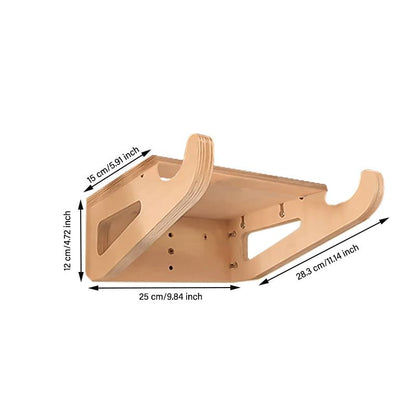 Bike Wall Mount - Indoor Bicycle Rack | Bamboo Bike Rack Storage with Removeable Shelf Bicycle sorting display rack