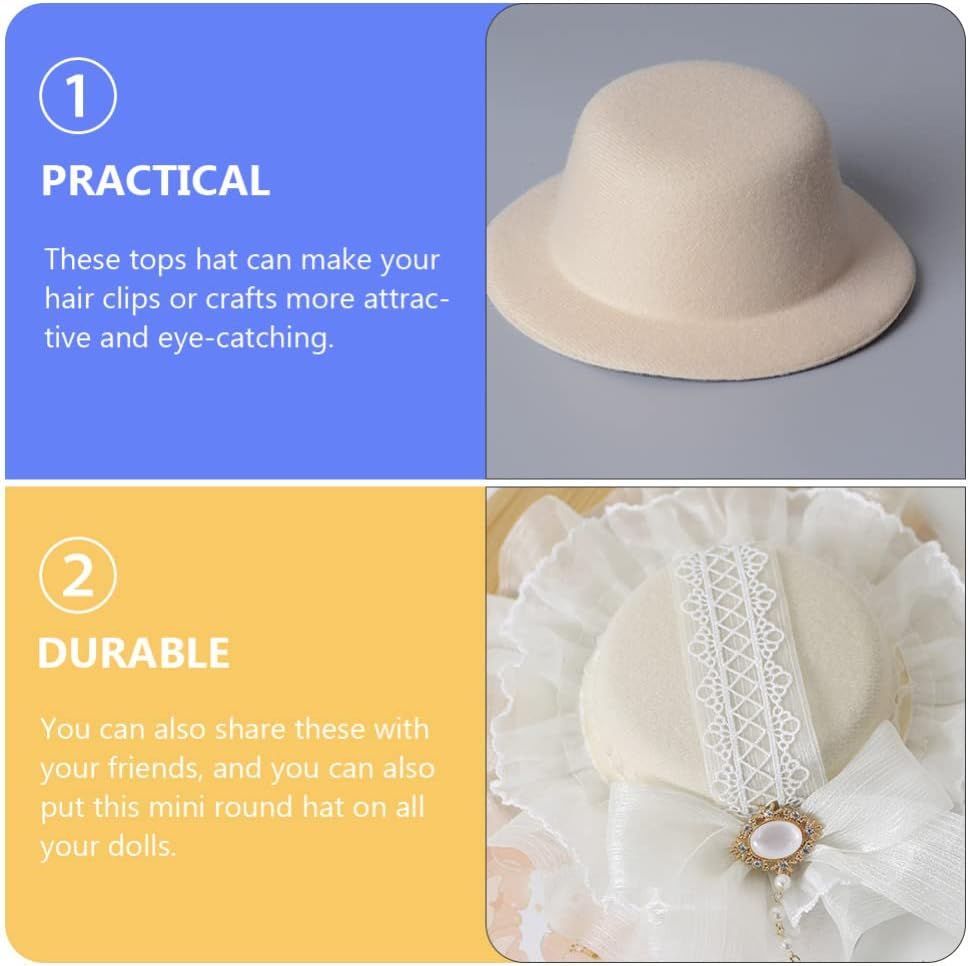 4pcs Mini Formal Hats Miniature Doll Hats Foam Top Hat Caps for DIY Crafts Hair Accessories Dollhouse Cake Topper Micro Beige