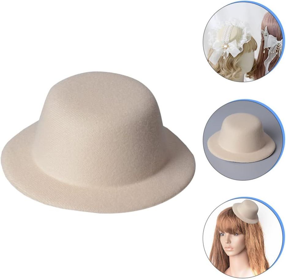 4pcs Mini Formal Hats Miniature Doll Hats Foam Top Hat Caps for DIY Crafts Hair Accessories Dollhouse Cake Topper Micro Beige